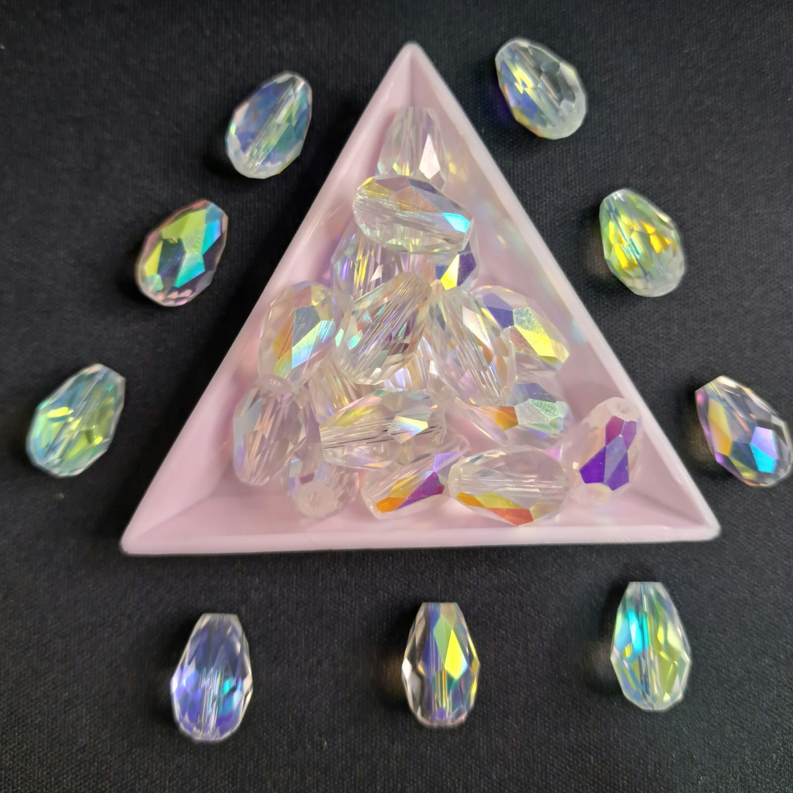SEPARADORES DE GOTAS | AURORA BOREAL TORNASOL |  15.8MM | 10 UNIDADES
