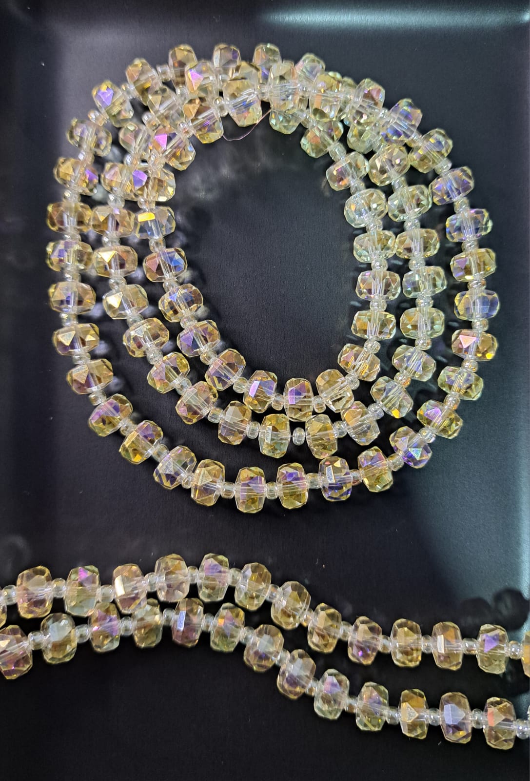 CRISTAL RONDELL FACETADO CON MOSTACILLA | AMARILLO CLARO TRASLUCIDO TORNASOL | 5.1MM